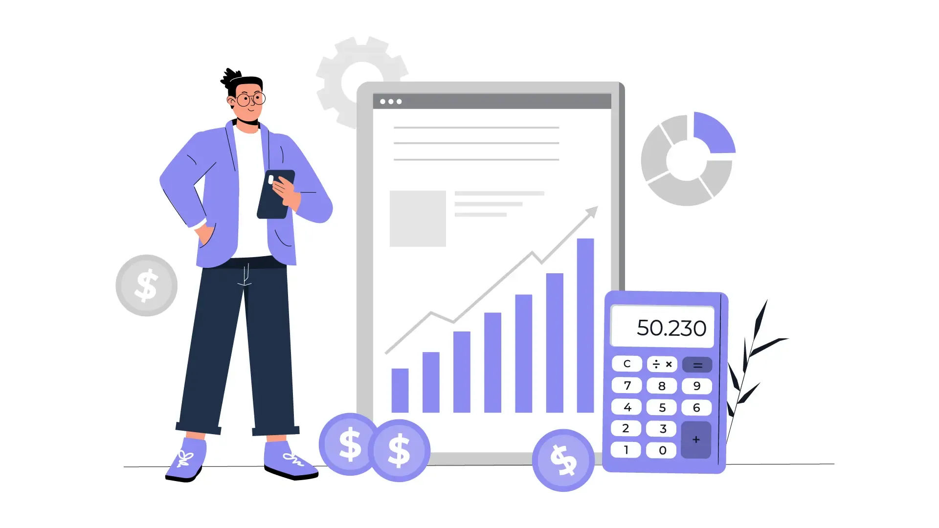 Vector Illustration Man Developing Financial Budget Management System image